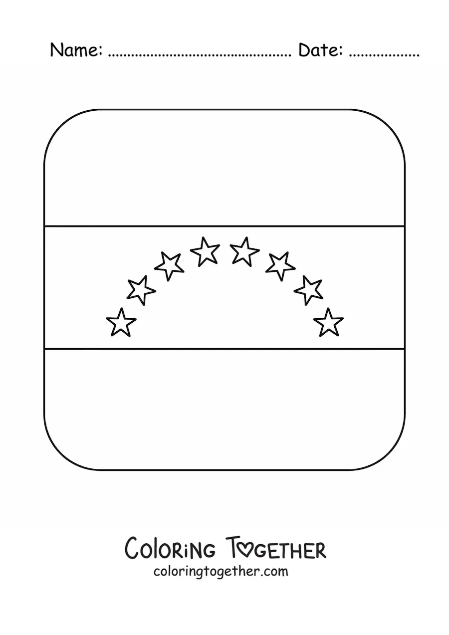 Coloring page of the square flag of Venezuela emoji