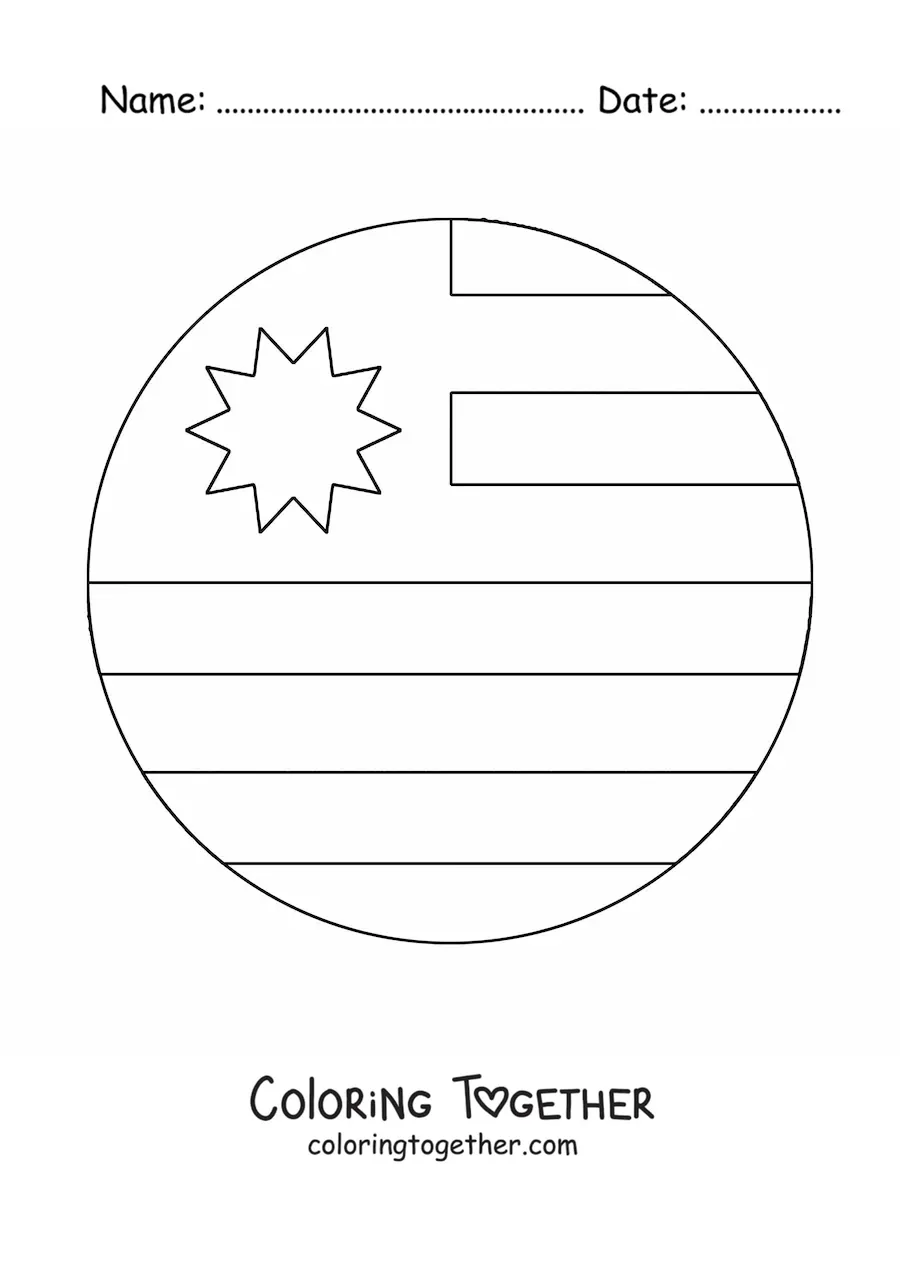Coloring page of the round flag of Uruguay emoji
