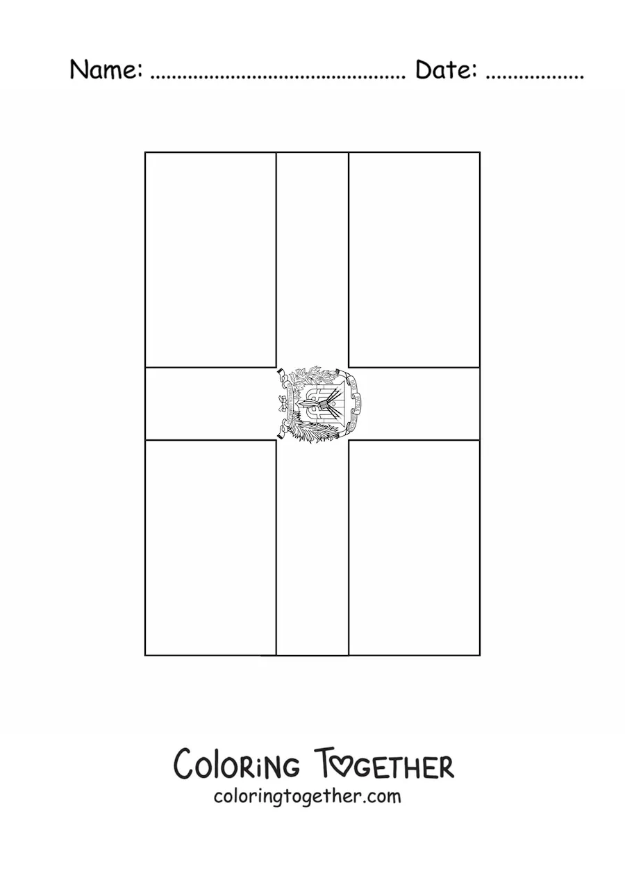 Coloring page of the vertical flag of the Dominican Republic
