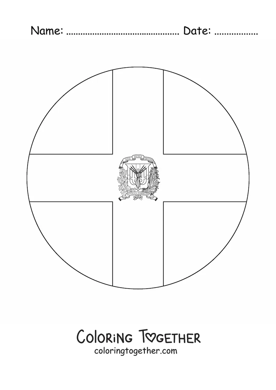 Coloring page of the round flag of the Dominican Republic emoji