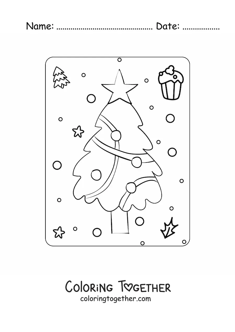Coloring page of a little Christmas tree