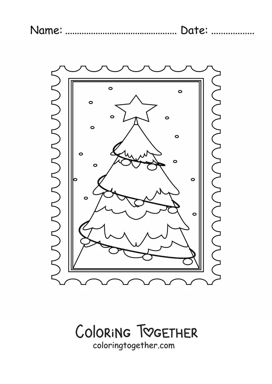 Coloring page of a simple little Christmas tree