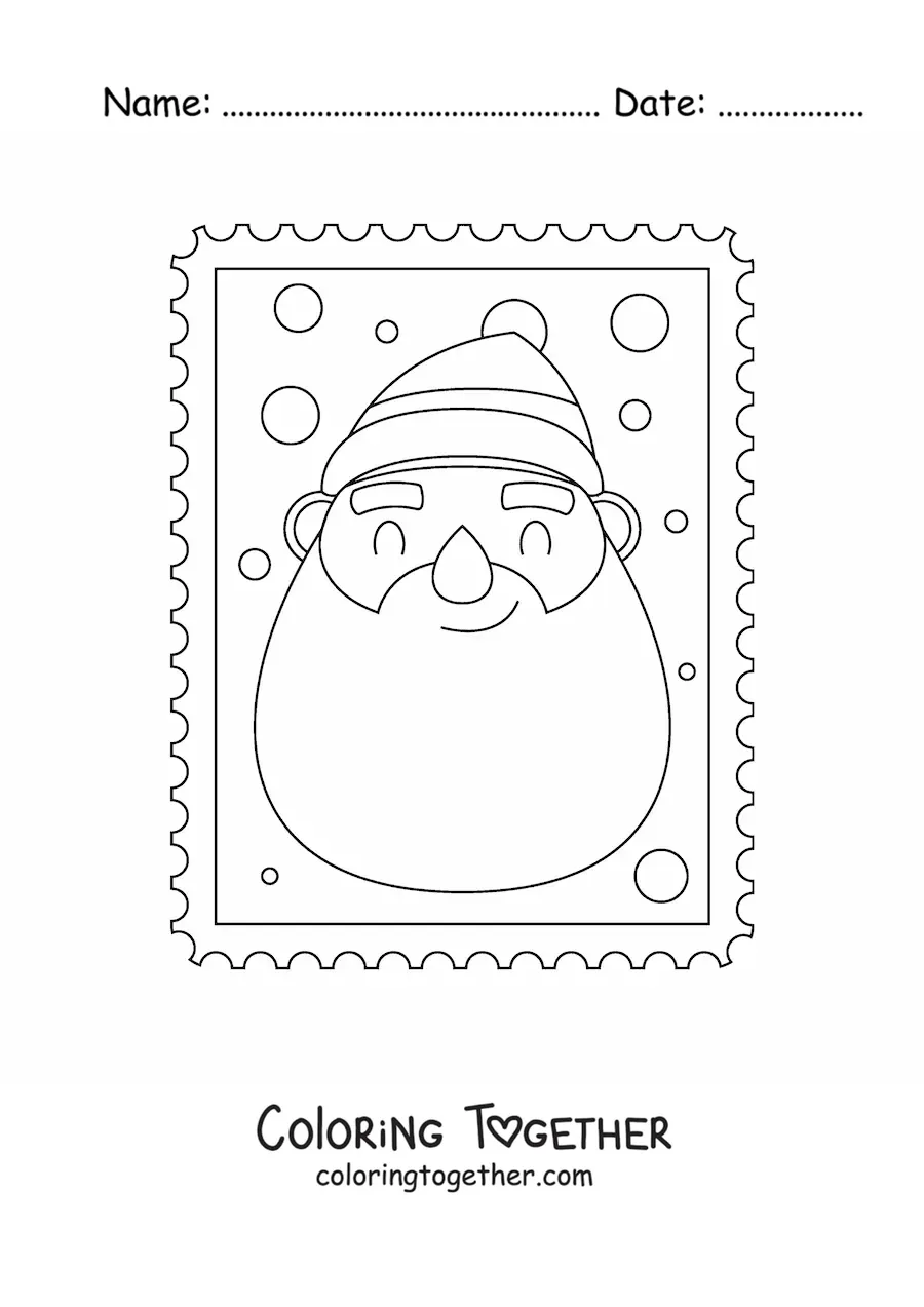 Coloring page of Santa Claus's face