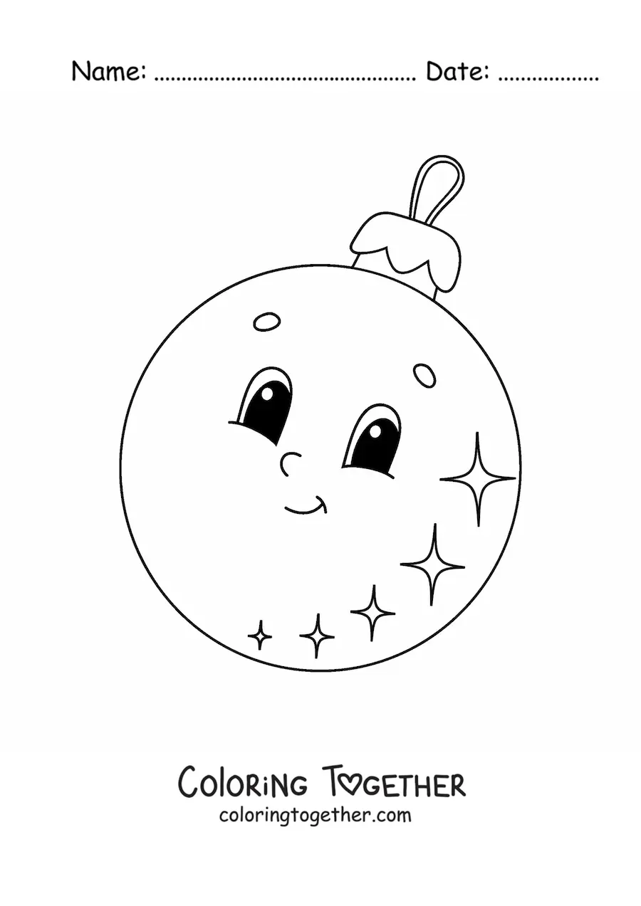Coloring page of an animated Christmas ornament