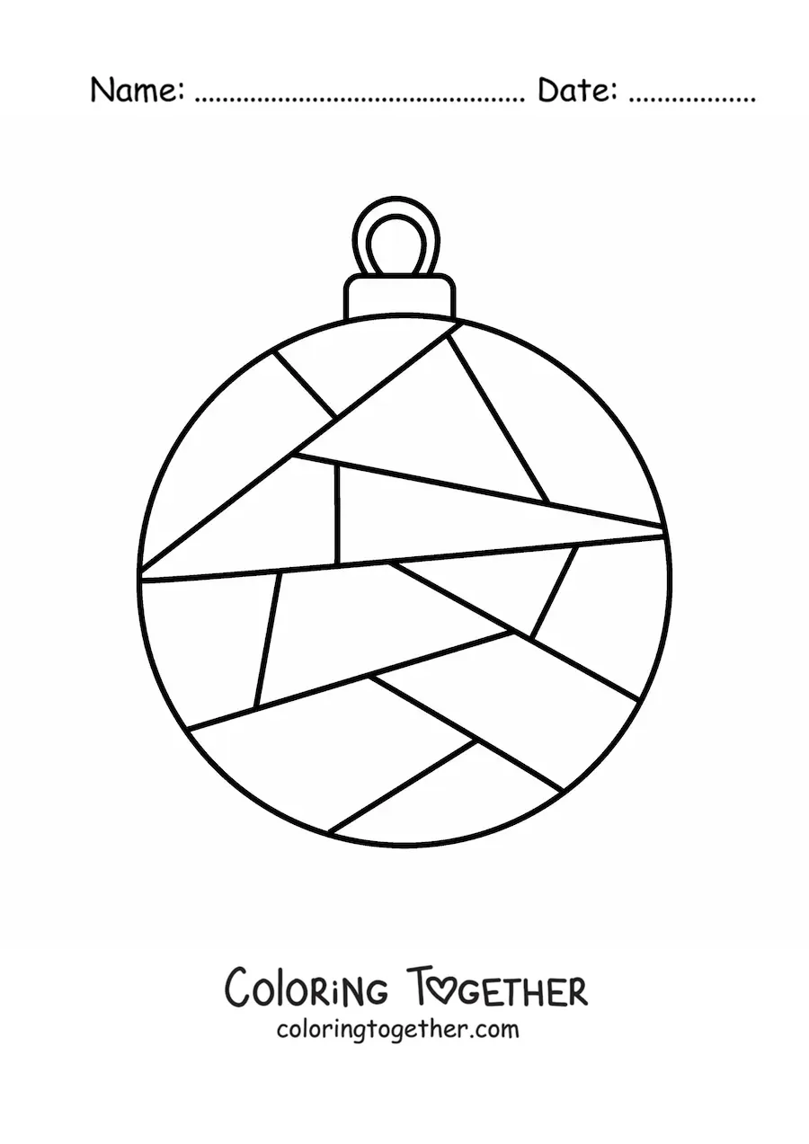 Coloring page of a Christmas bauble with geometric shapes