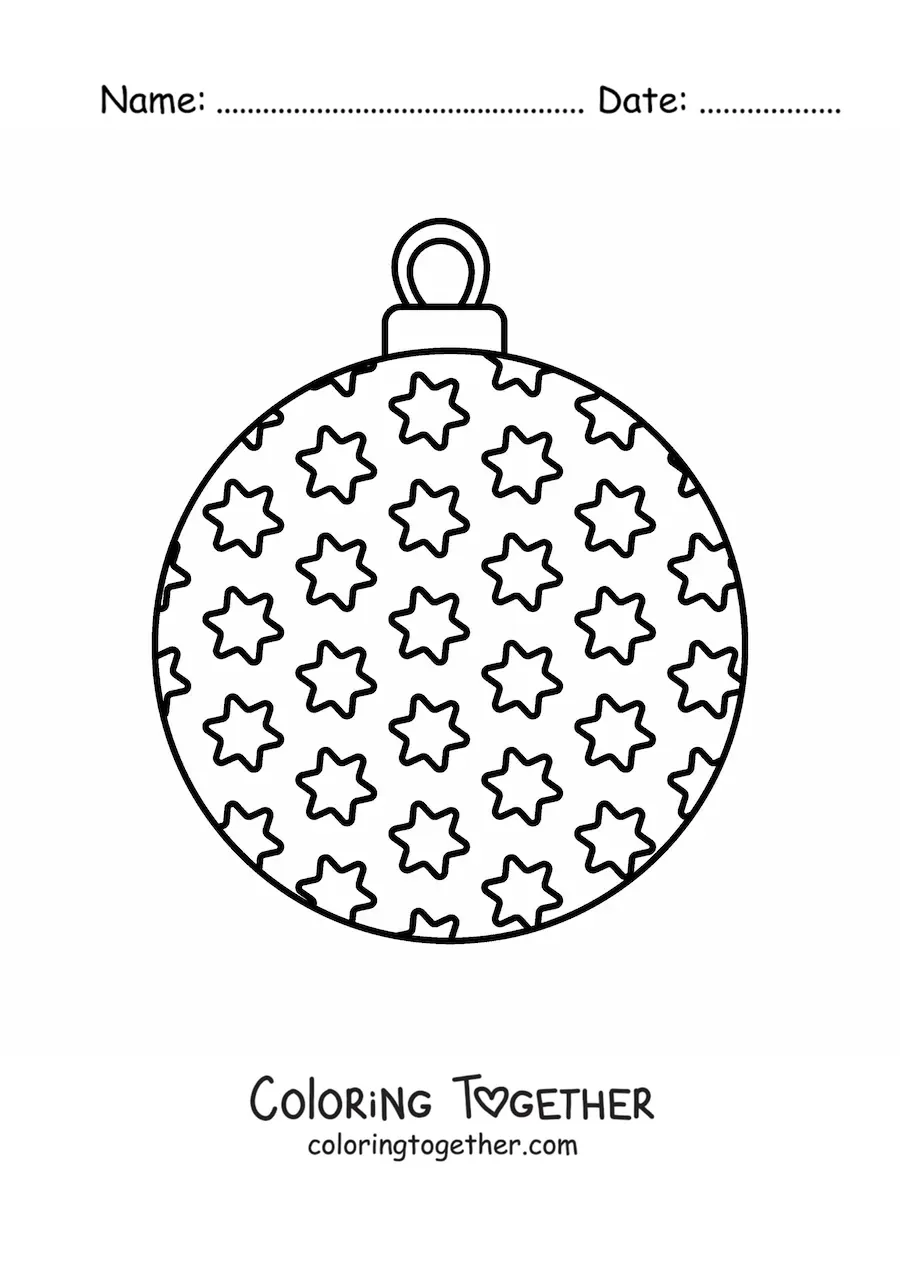 Coloring page of a Christmas bauble with stars