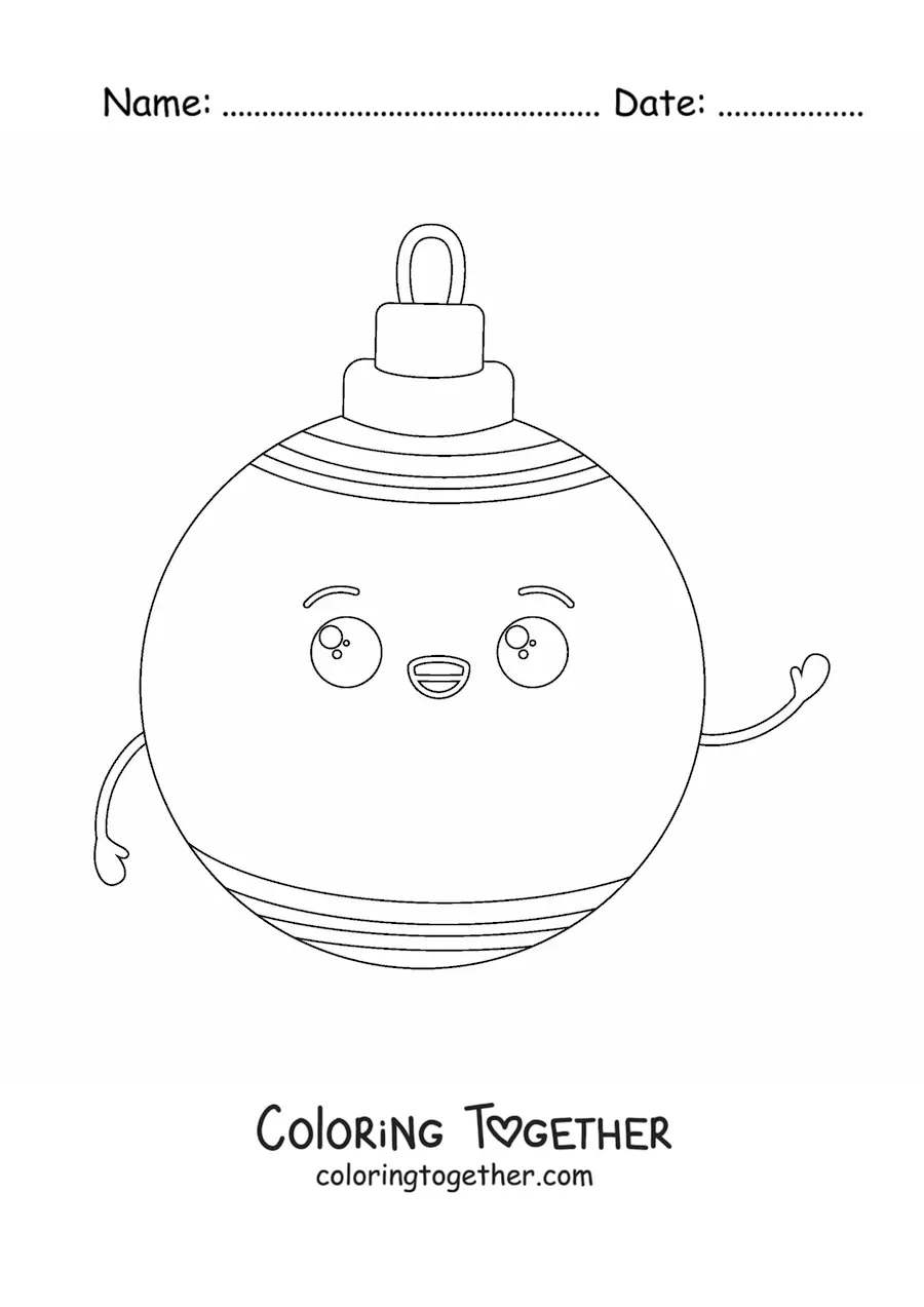 Coloring page of an animated Christmas ball