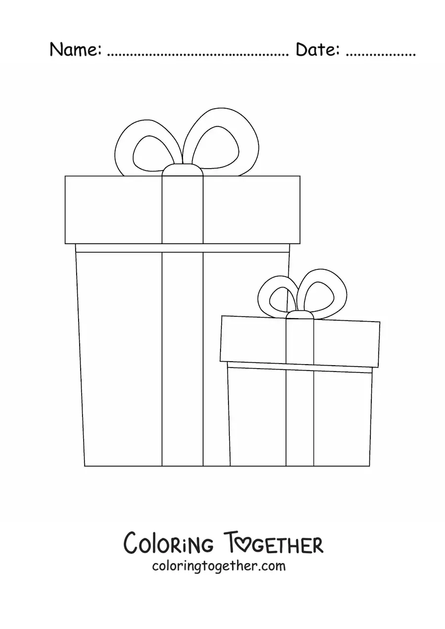 Coloring page of large Christmas presents