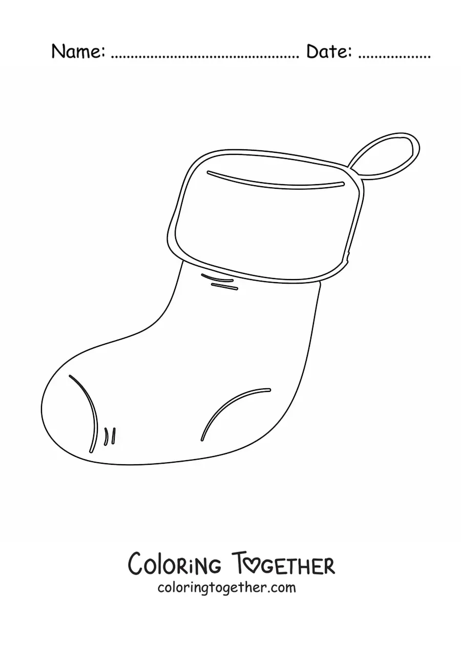 Coloring page of a large simple Christmas stocking