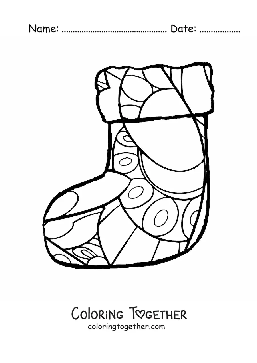 Coloring page of a mandala Christmas stocking