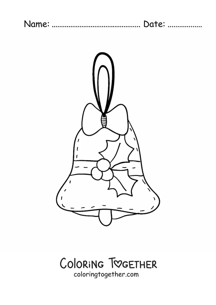 Coloring page of a Christmas bell ornament