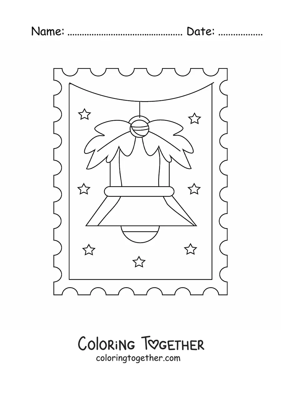 Coloring page of a simple Christmas bell