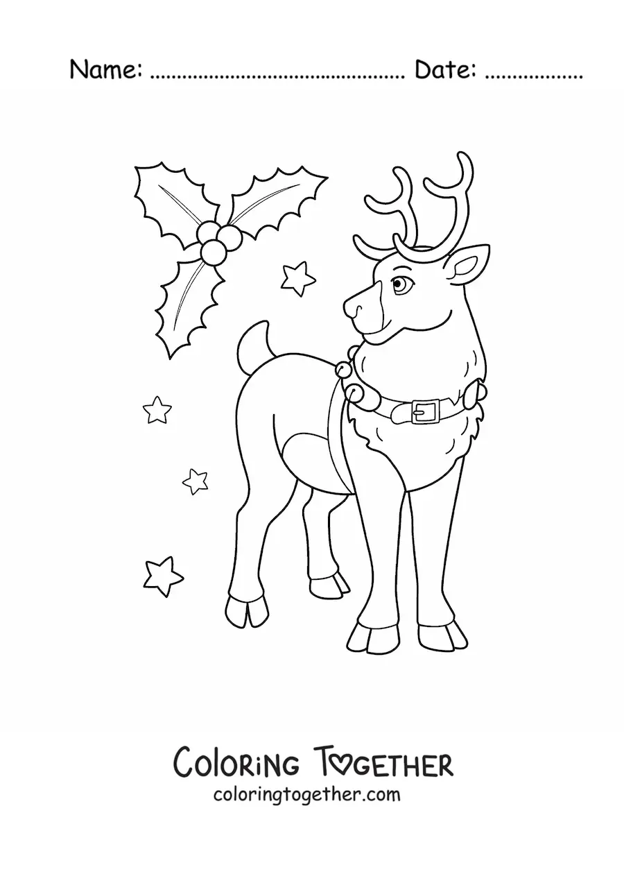Coloring page of Santa's reindeer