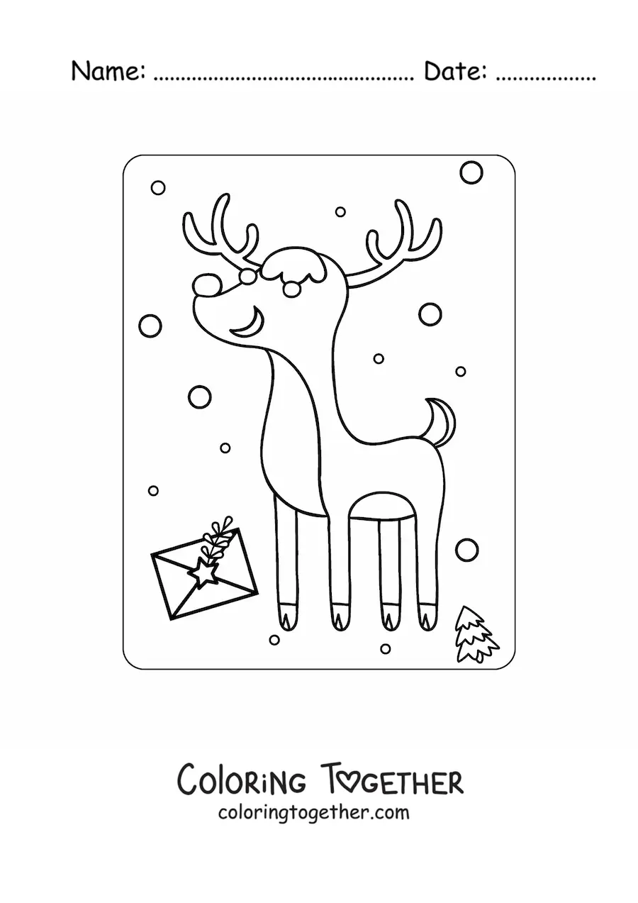 Coloring page of Rudolph the reindeer