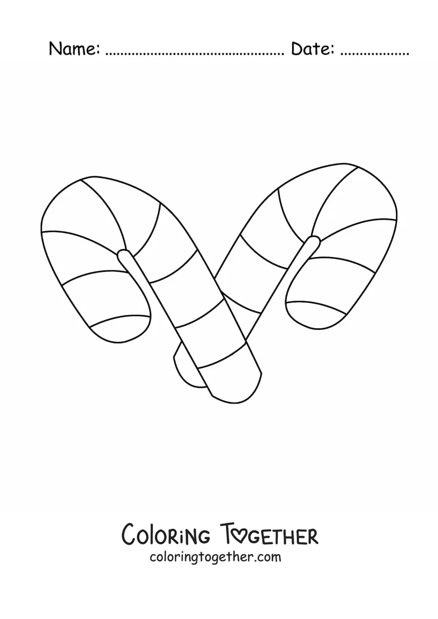 Coloring page of simple candy canes
