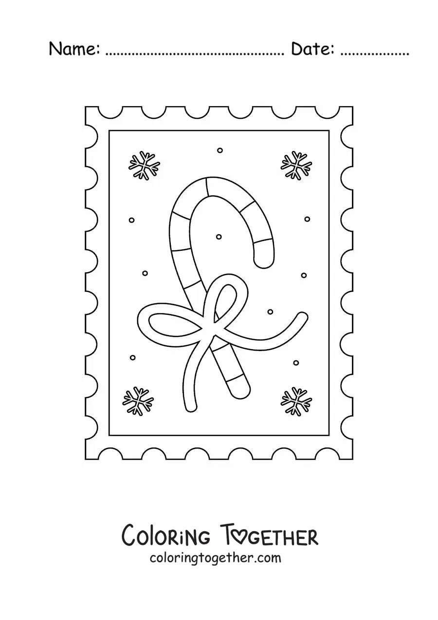 Coloring page of a Christmas candy cane