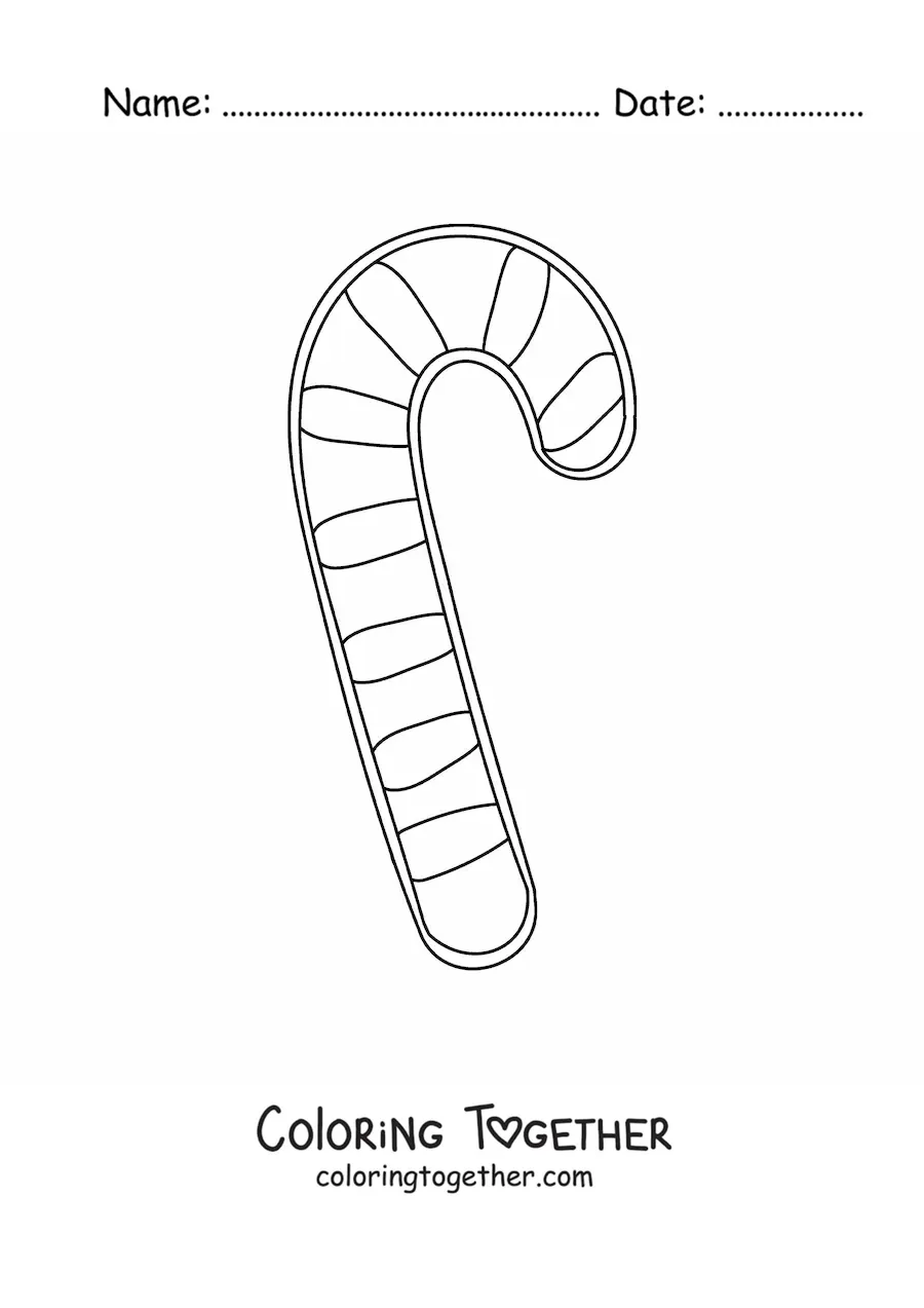 Coloring page of a big simple candy cane