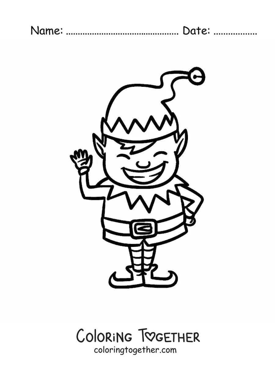 Coloring page of a boy helper of Santa