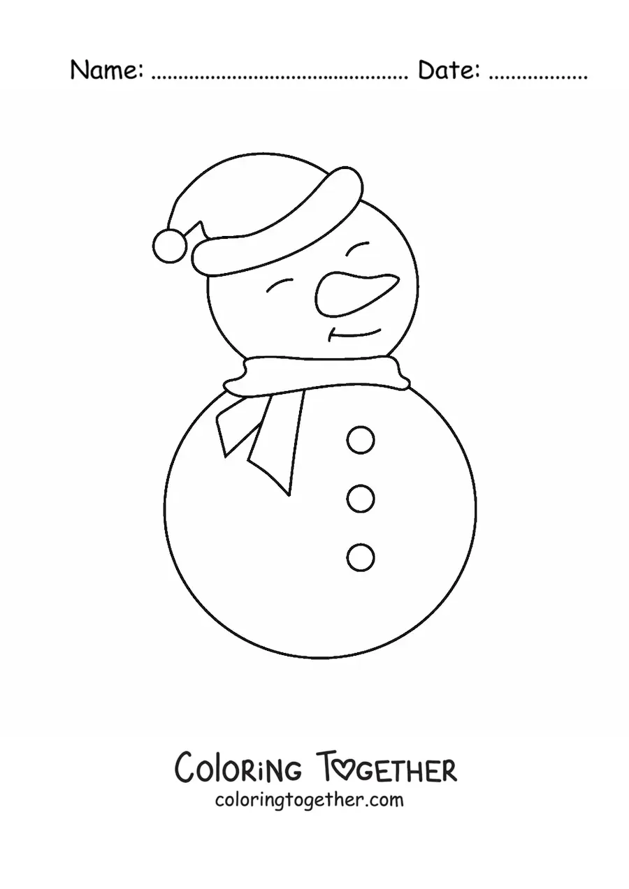 Coloring page of a big snowman