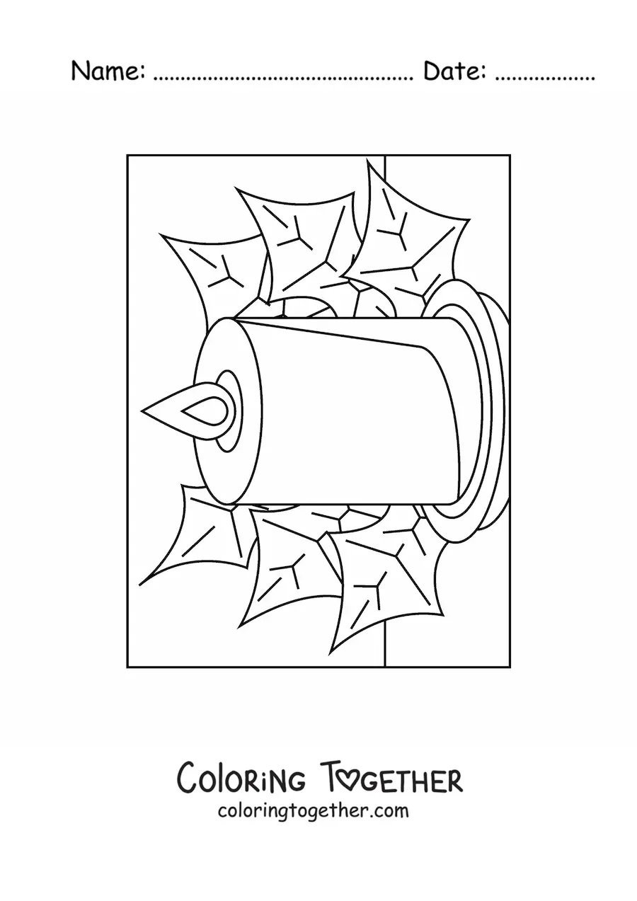 Coloring page of a big Christmas candle