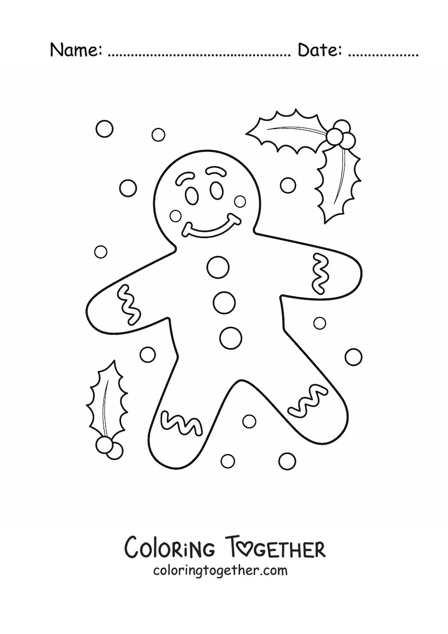 Coloring page of a big gingerbread man