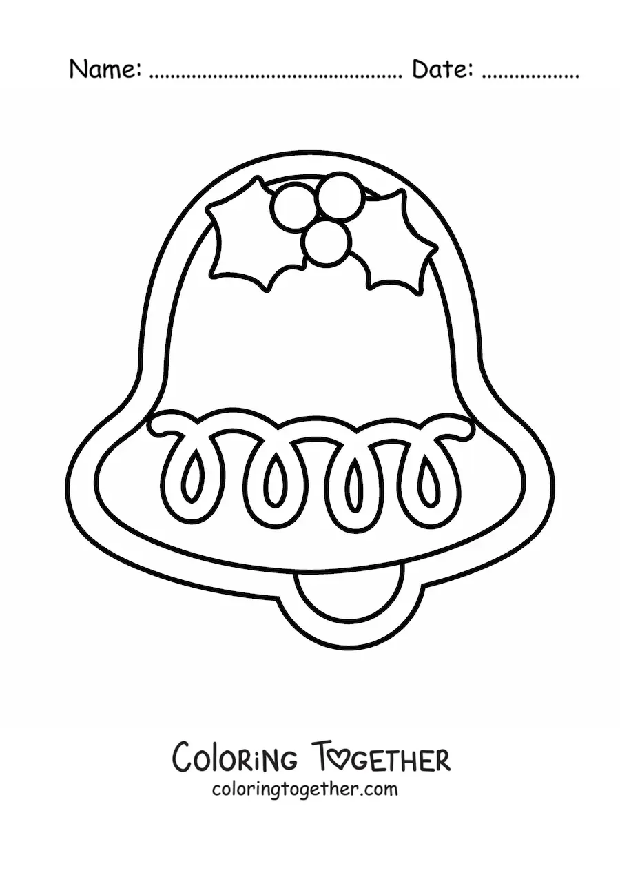 Coloring page of a Christmas bell shaped cookie