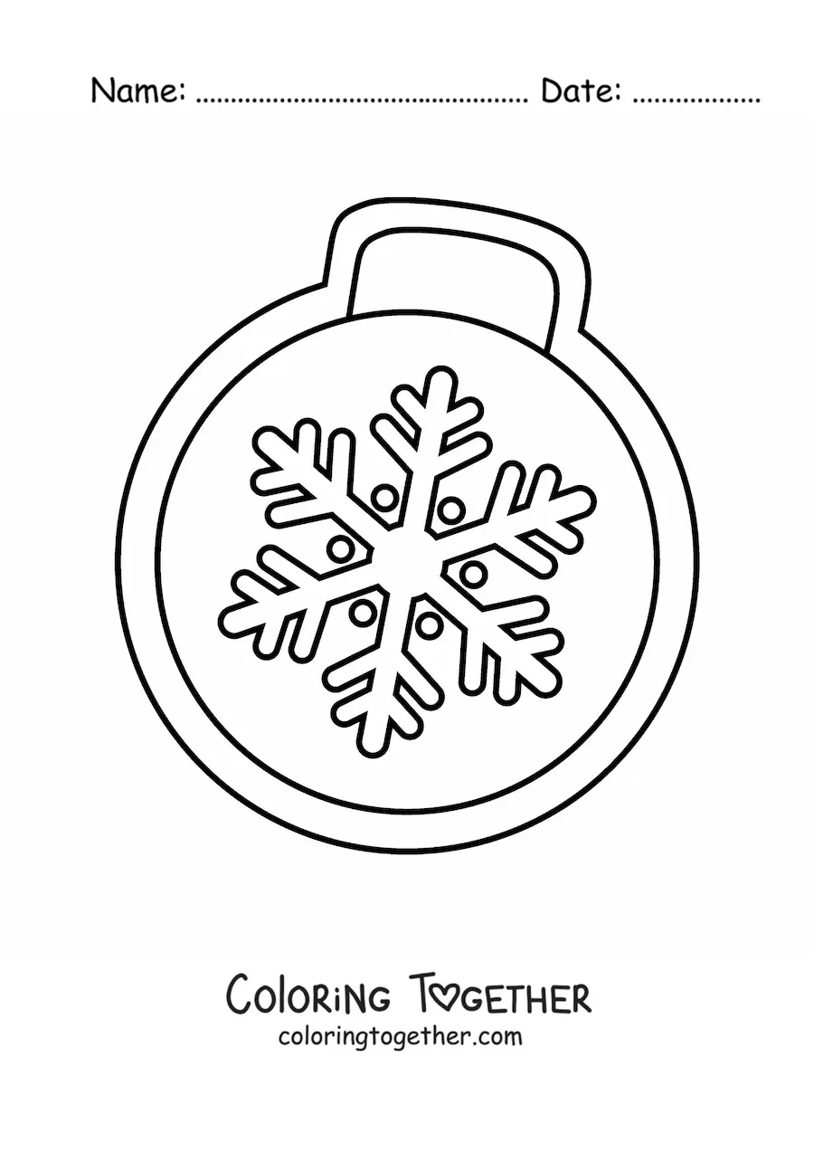 Coloring page of a Christmas ball shaped cookie