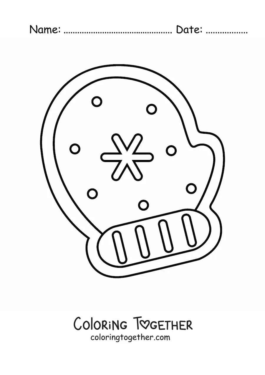 Coloring page of a Christmas glove shaped cookie