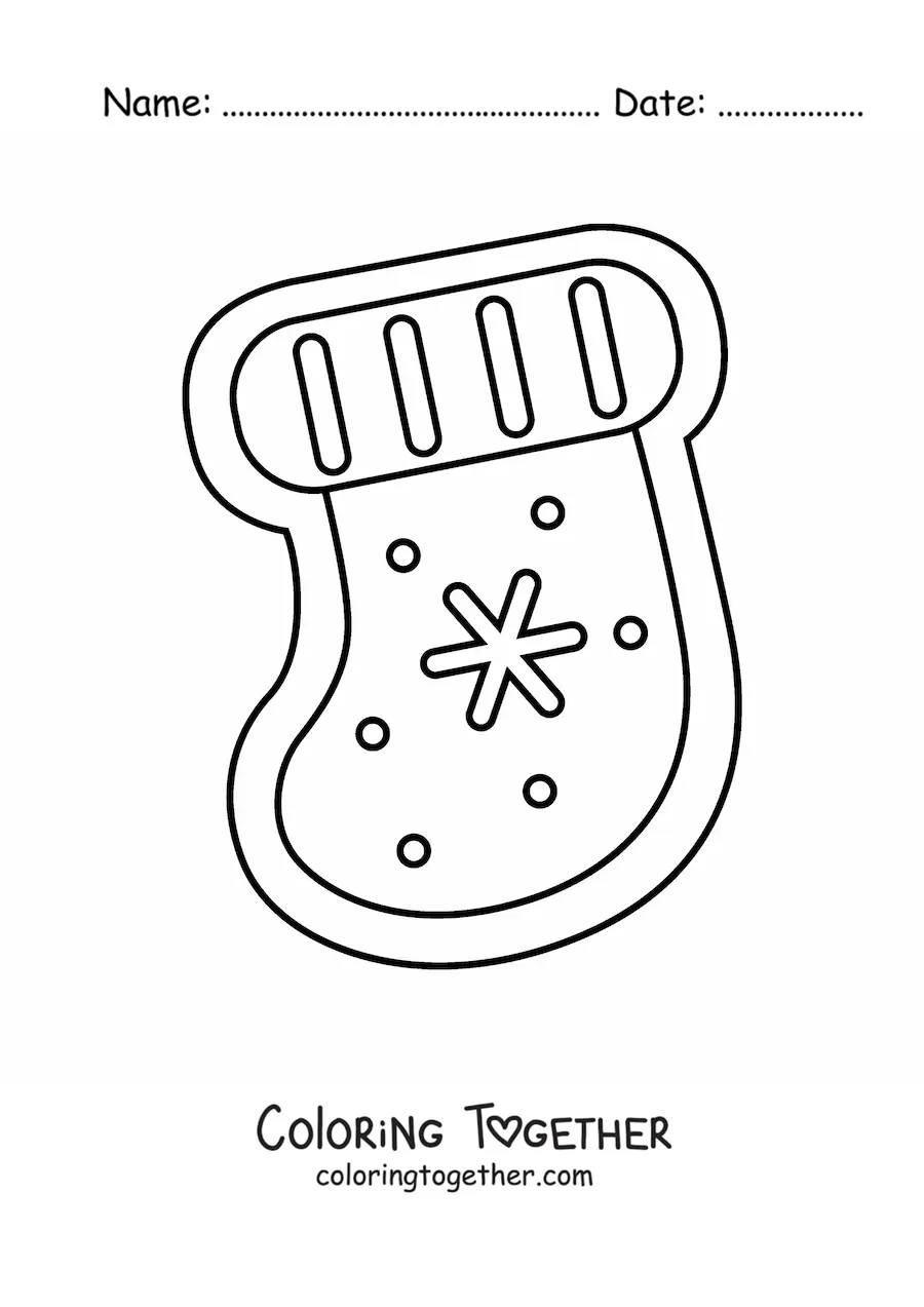 Coloring page of a Christmas boot shaped cookie
