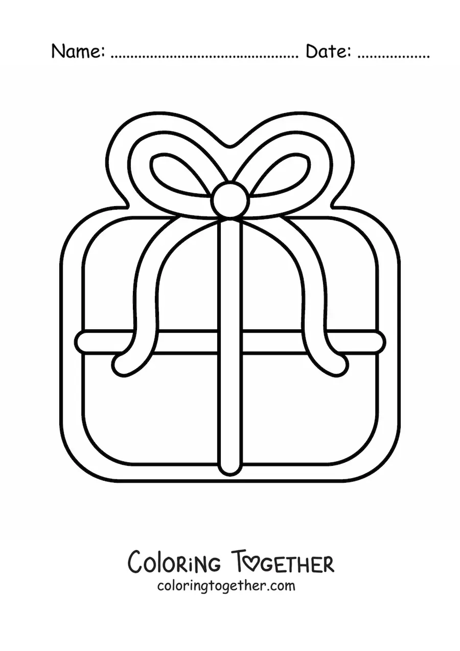 Coloring page of a Christmas gift shaped cookie