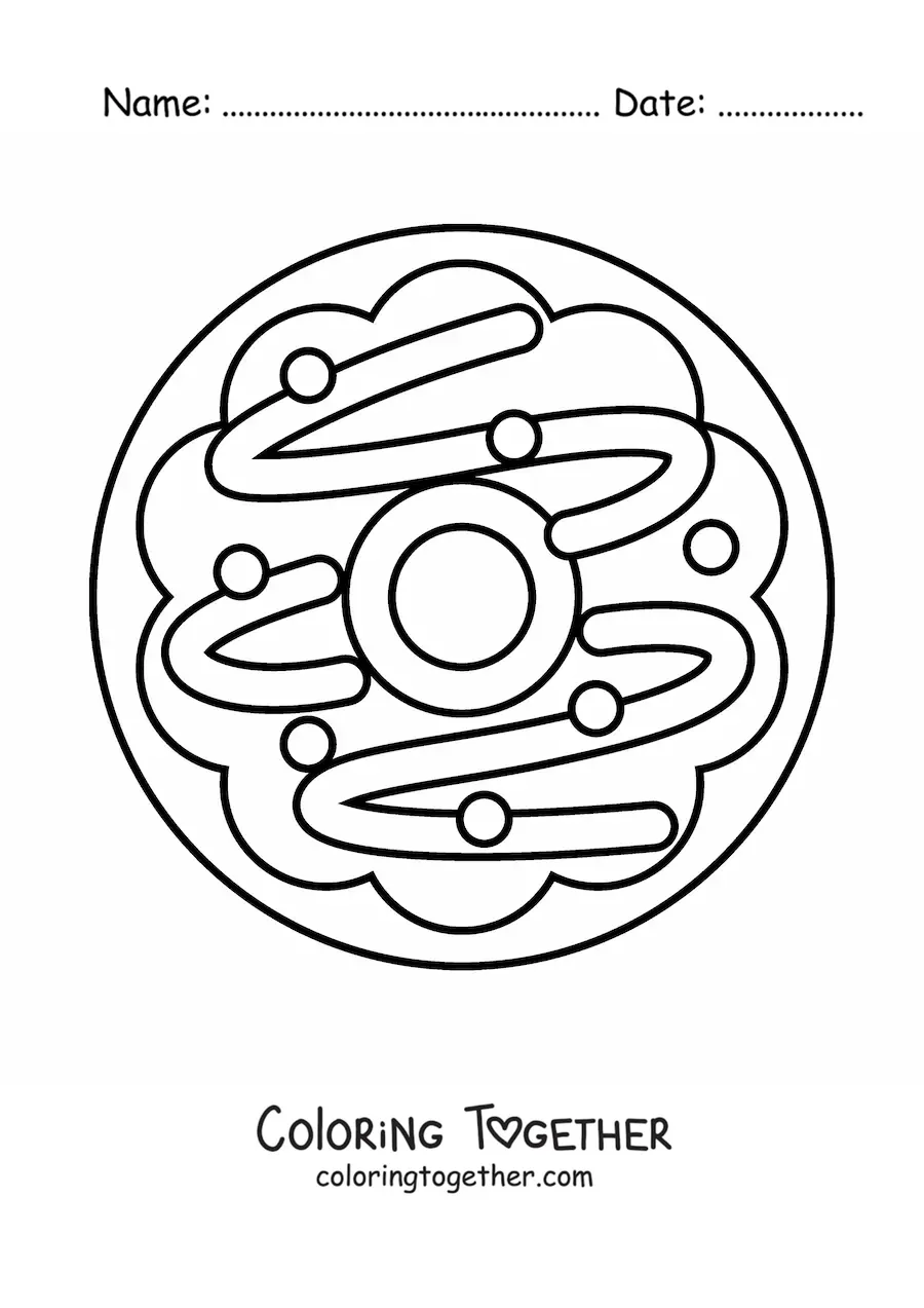 Coloring page of a Christmas wreath shaped cookie