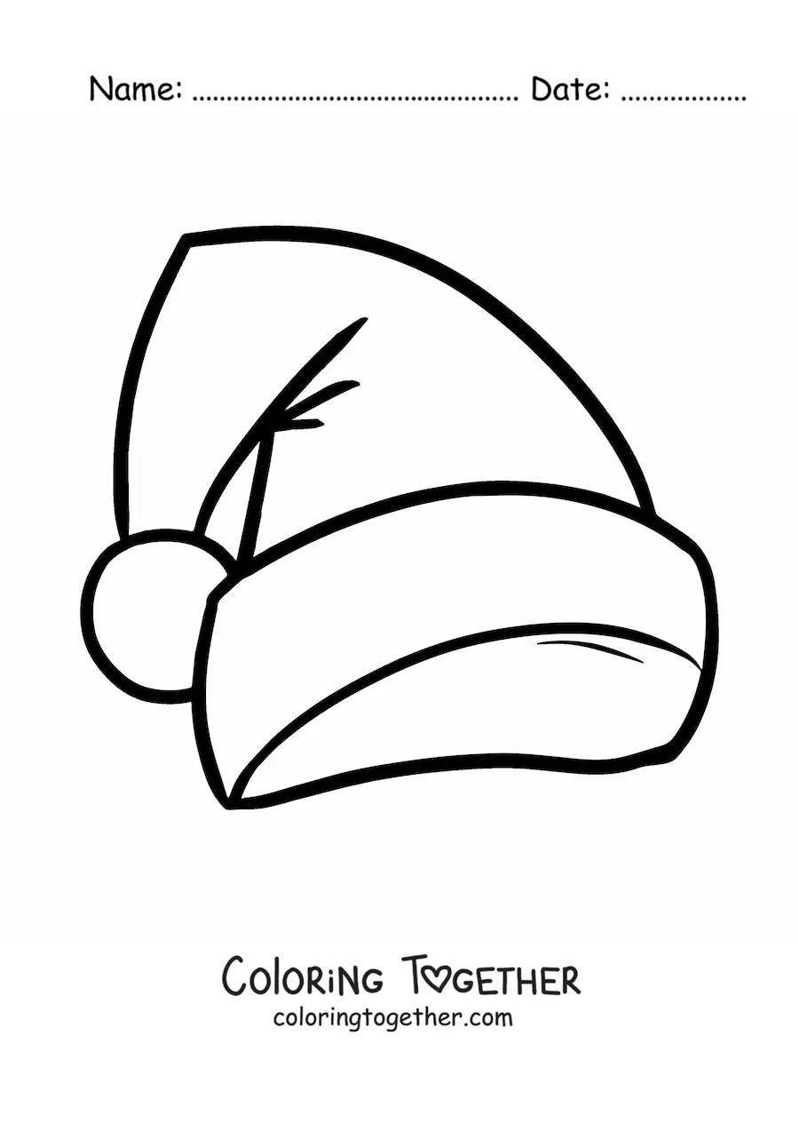 Coloring page of a Santa hat