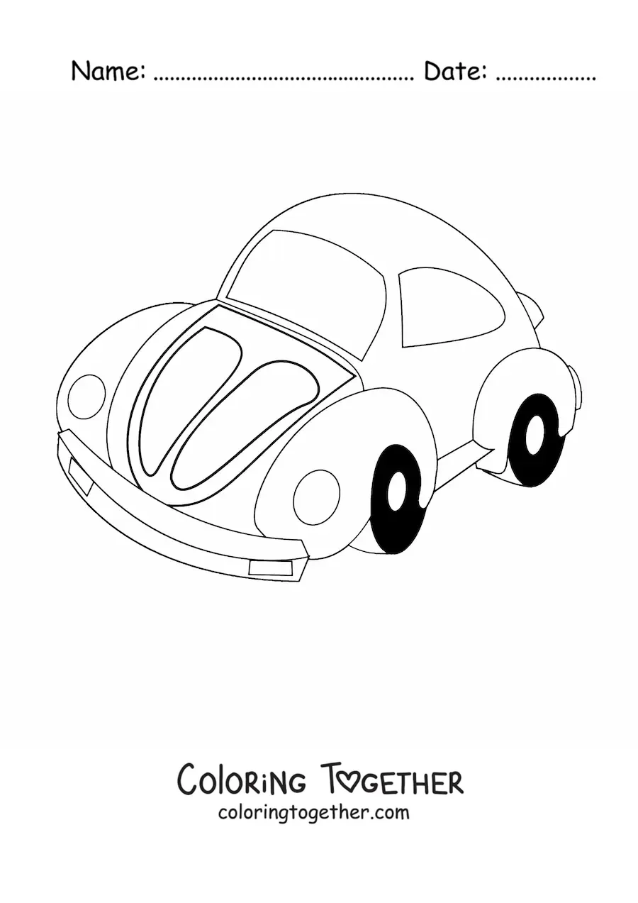 Coloring page of a Volkswagen Beetle
