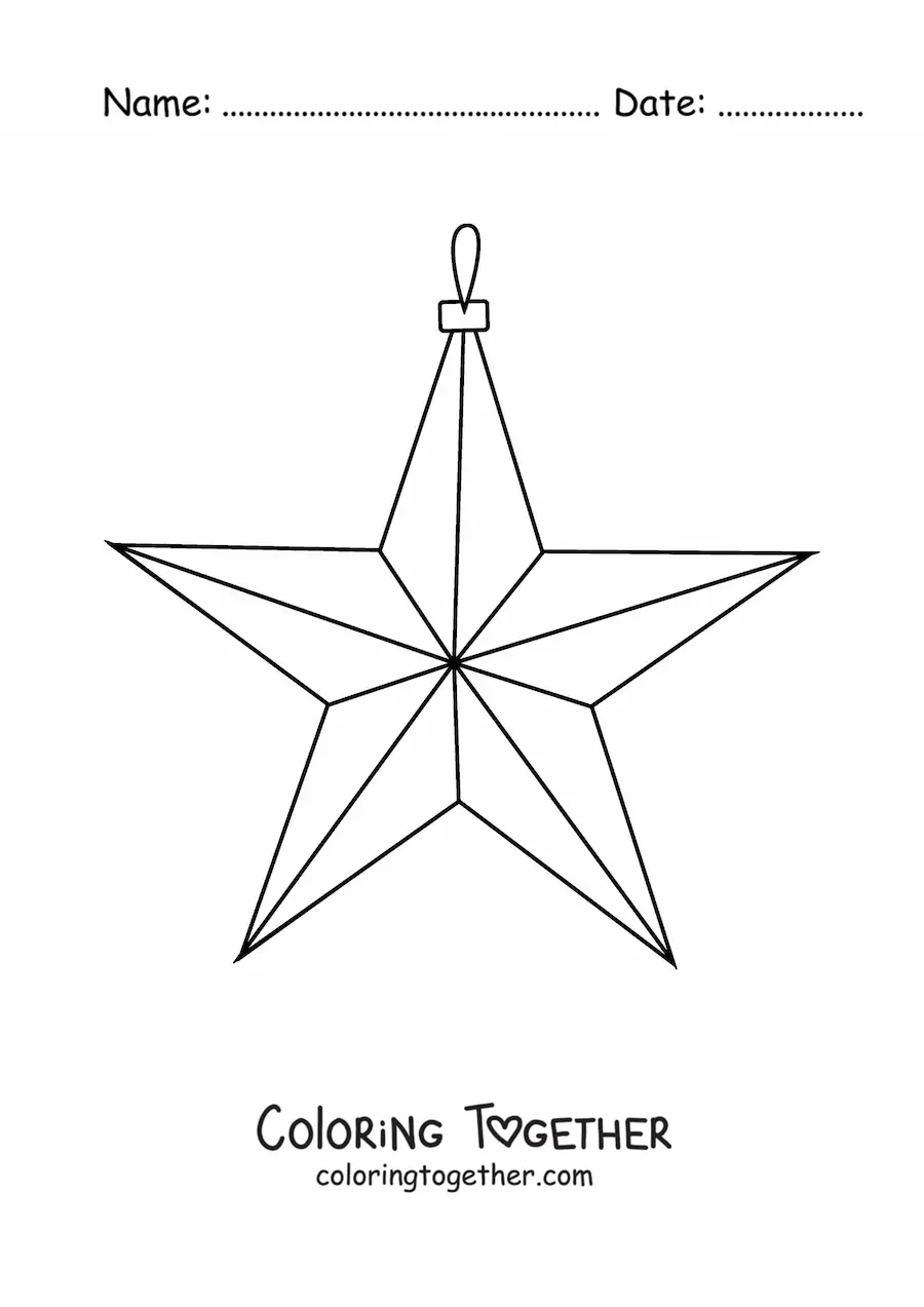 Coloring page of a Christmas star