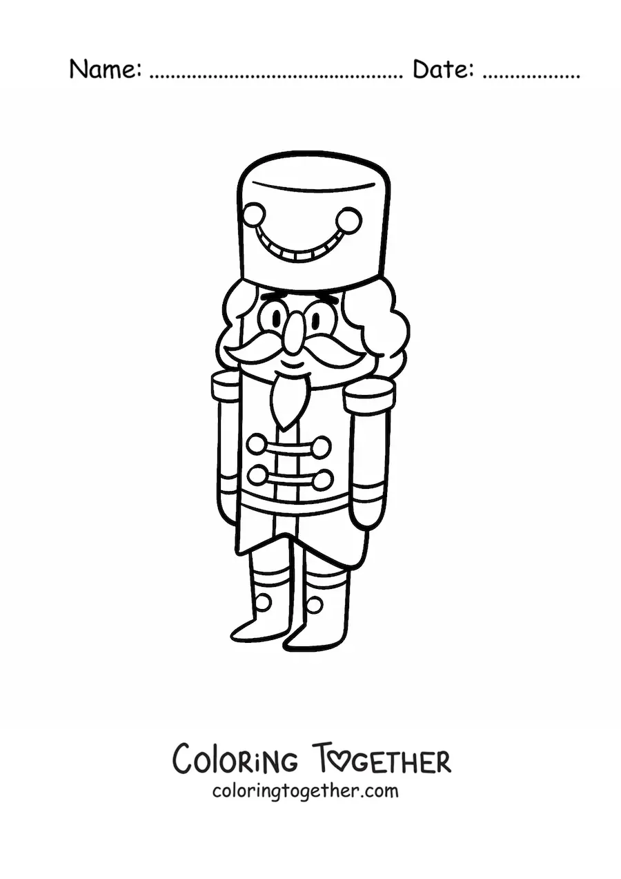 Coloring page of a Christmas nutcracker