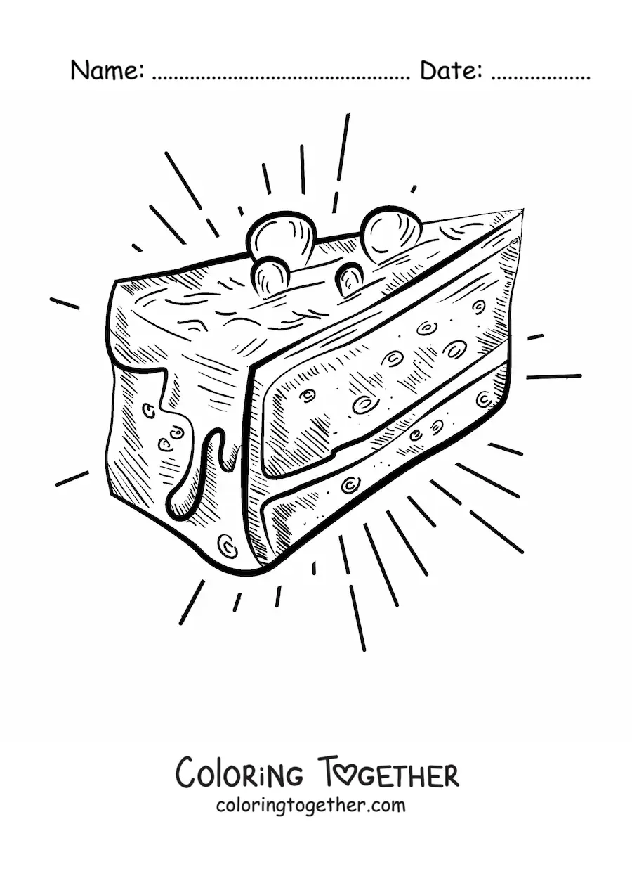 Coloring page of a frosted cake slice