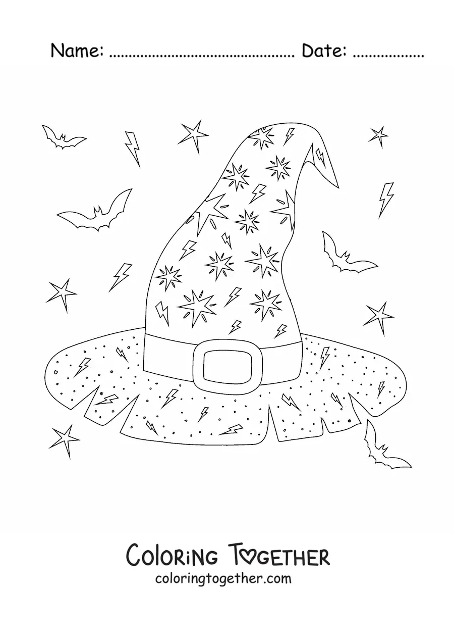 Coloring page of a witch hat