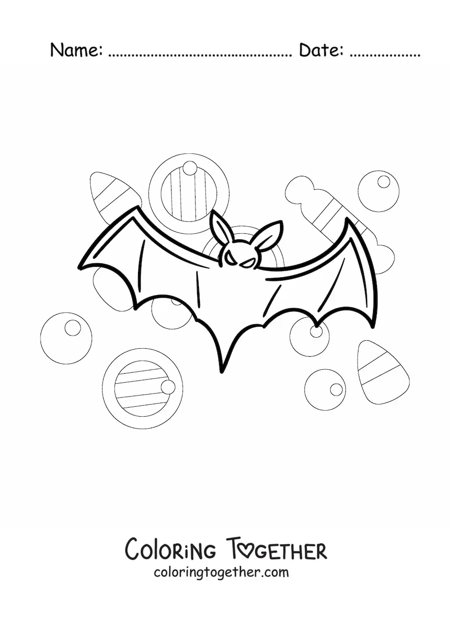 Coloring page of a simple Halloween bat