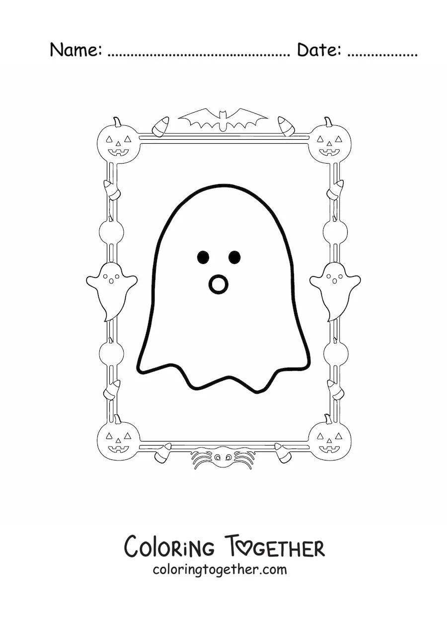Coloring page of a big simple ghost