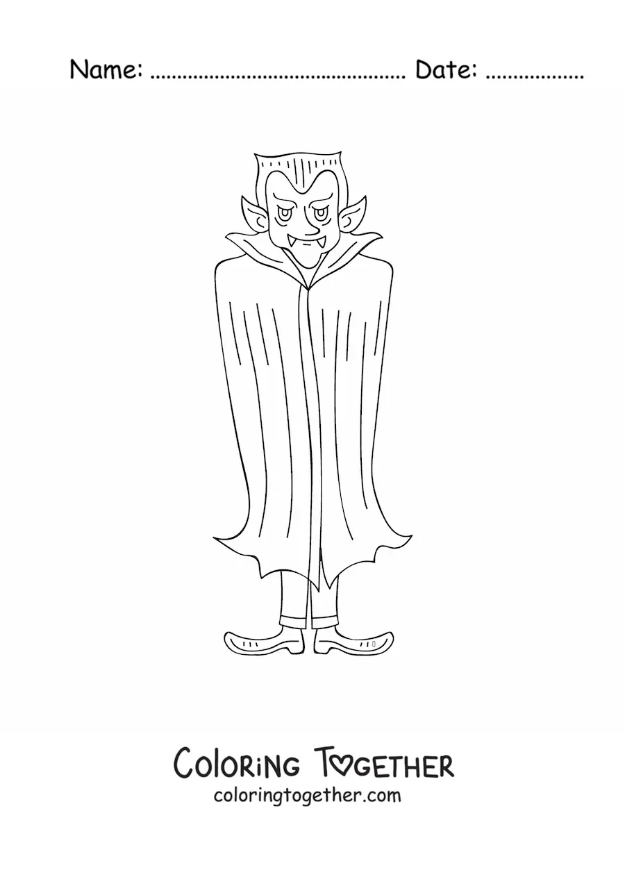 Coloring page of a cartoon Count Dracula