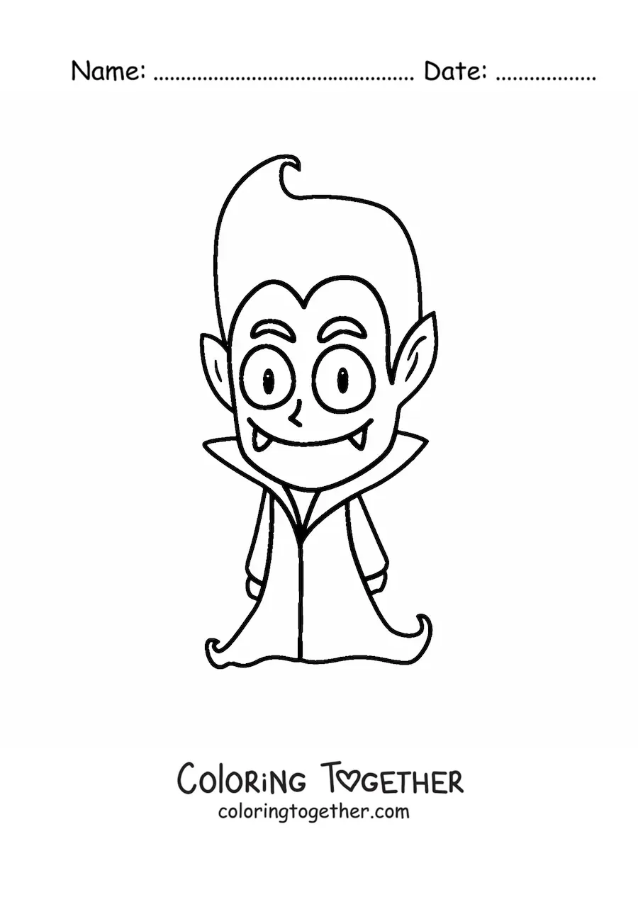 Coloring page of an easy cartoon vampire