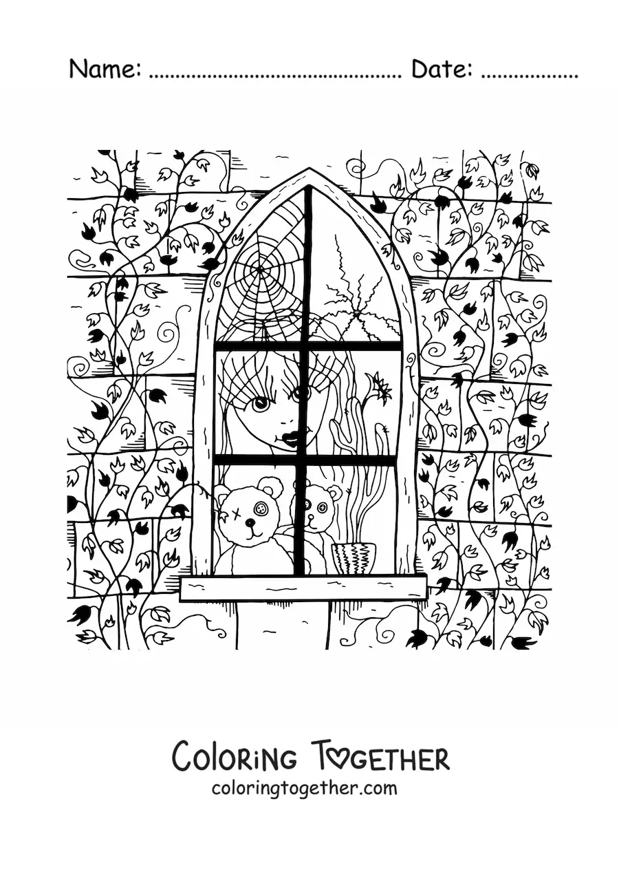 Coloring page of a horror ghost
