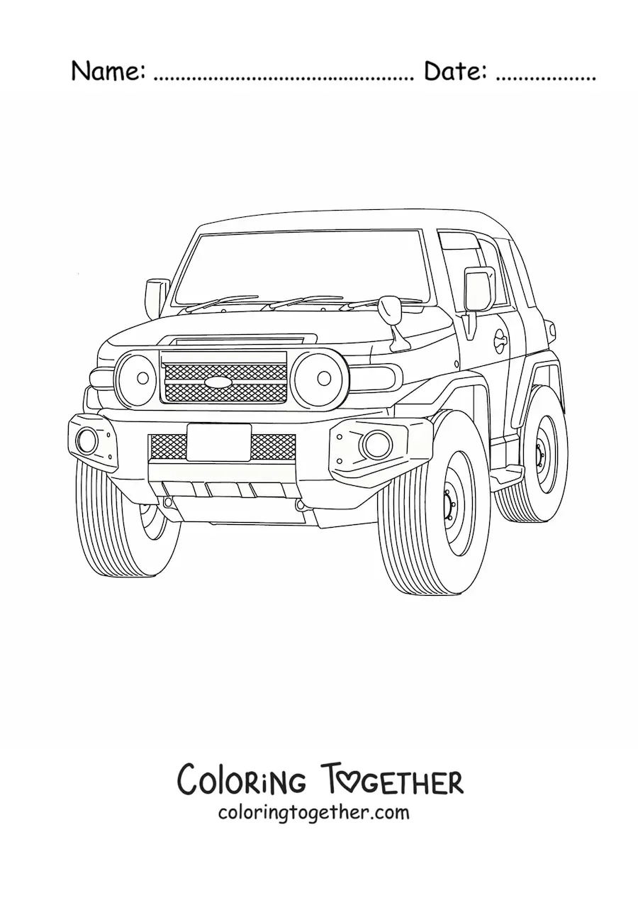 Coloring page of a Toyota FJ Cruiser