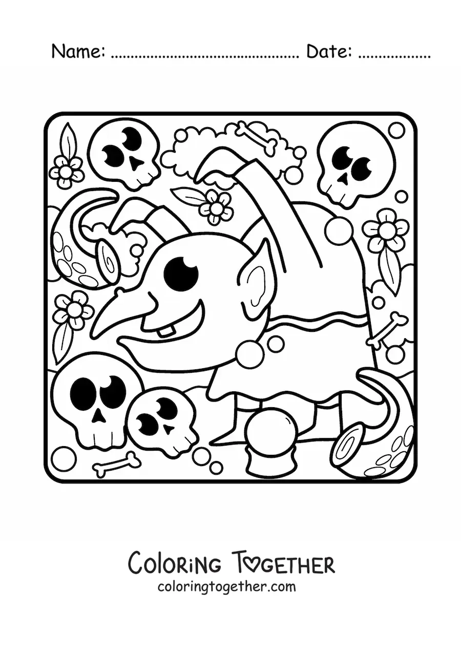 Coloring page of a cartoon of Igor for Halloween