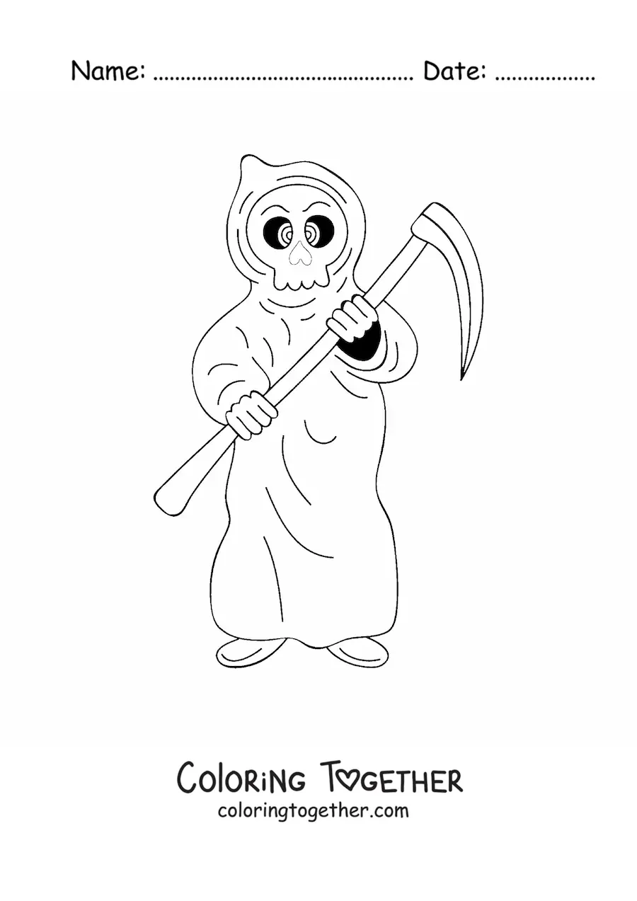 Coloring page of a cartoon Death