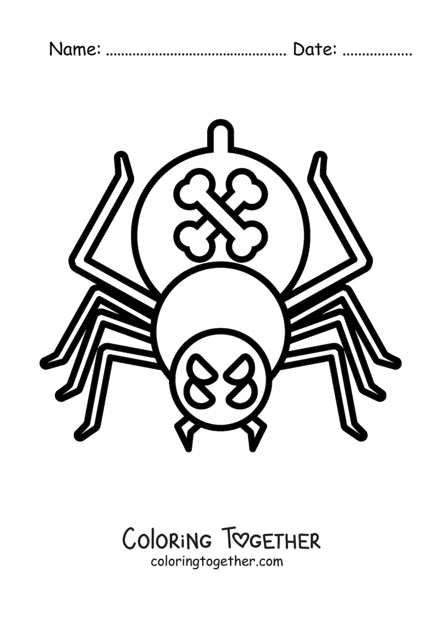 Coloring page of a cartoon Halloween spider