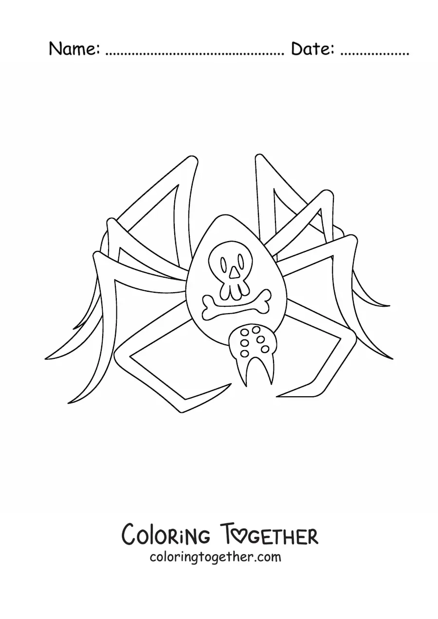 Coloring page of a scary Halloween spider