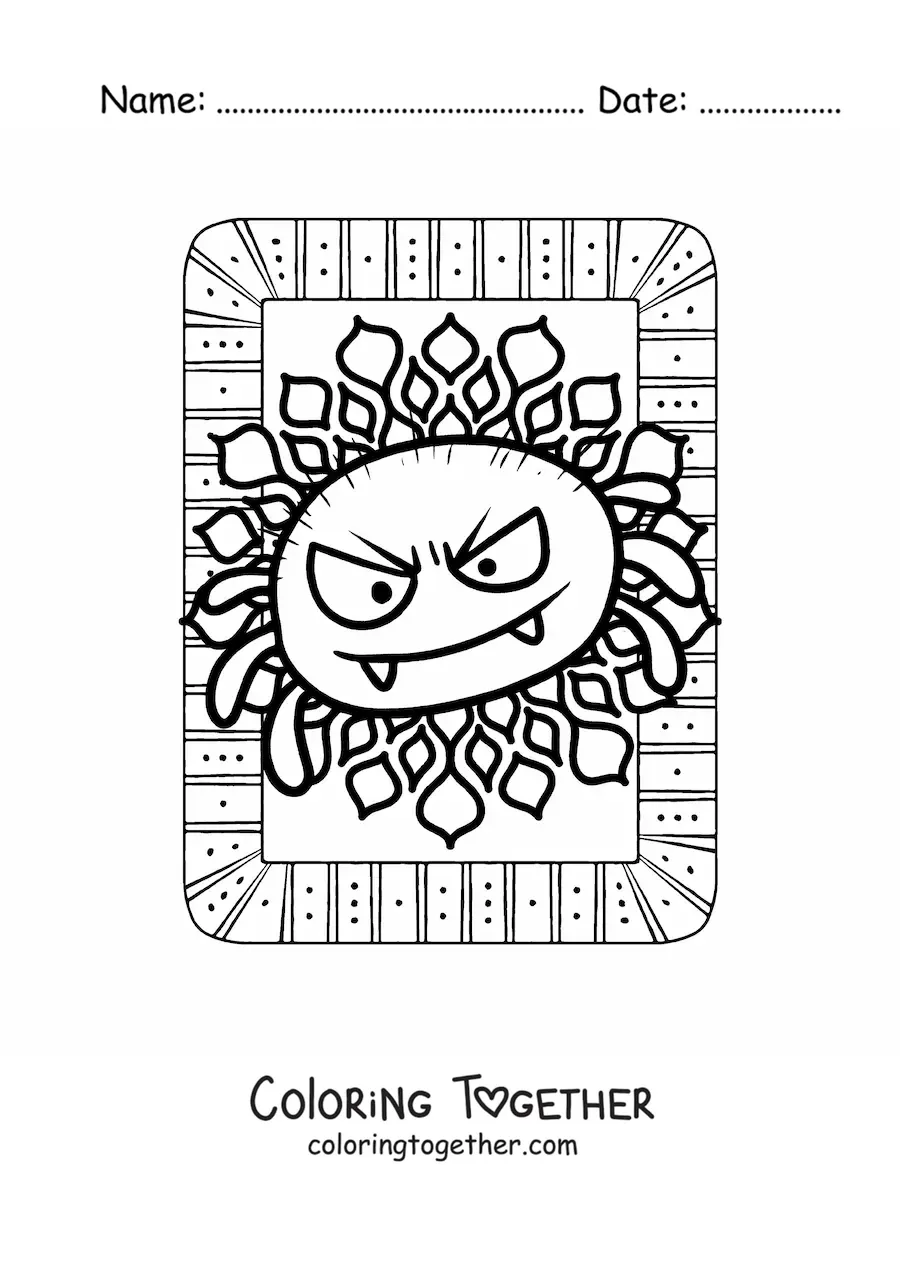 Coloring page of a cartoon Halloween spider