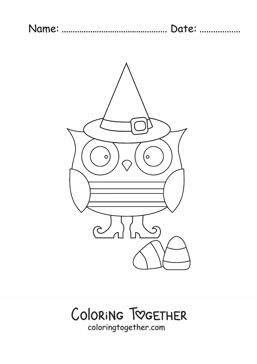 Coloring page of a big Halloween owl