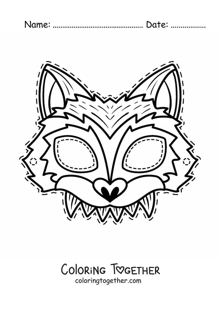 Coloring page of a werewolf Halloween mask